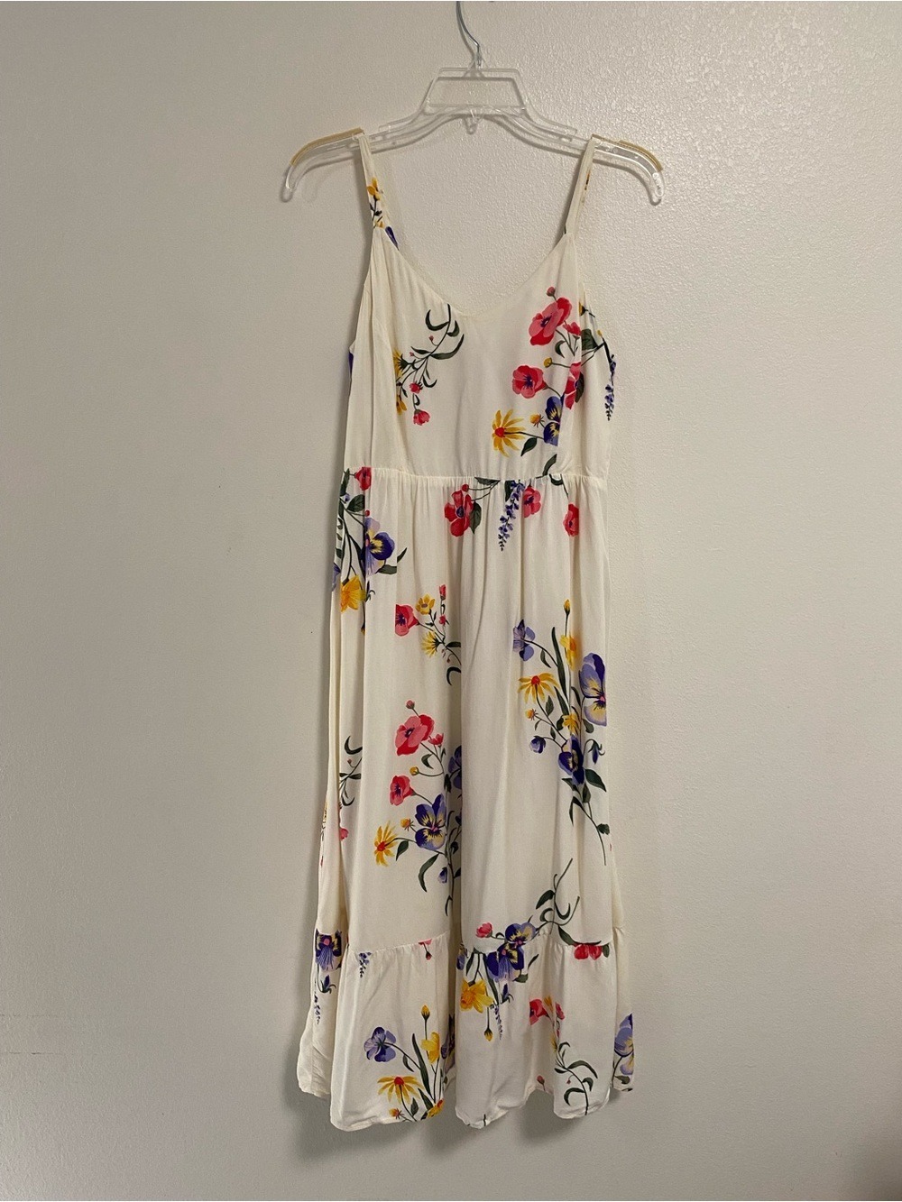 Old Navy Dress Women’s Size XL White Floral Print Cami SunDress Spaghetti Straps
